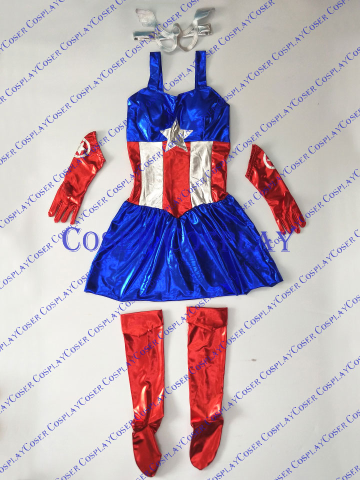 2019 Female Captain America Cosplay Costume Dress Halloween 0805